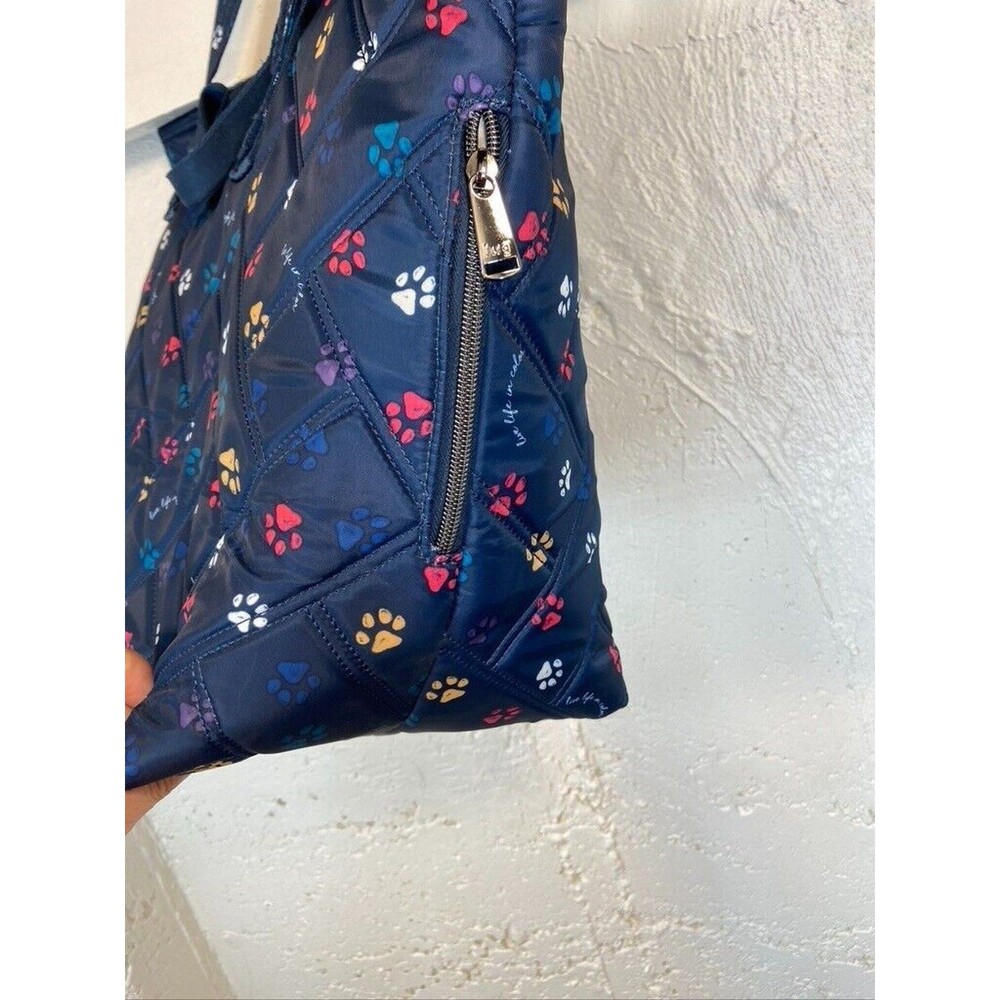 lug Navy Quilted Tote with Multicolor Paw Print - Picture 6 of 8